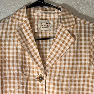 Scotch & Soda Amsterdam Gingham Camp Shirt Short Sleeve XS Sunshine Mind